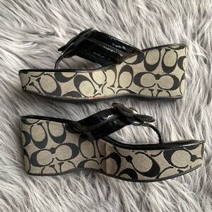 Coach Poppy Dorann  black and gray slip-on wedge sandals 8.5 women’s